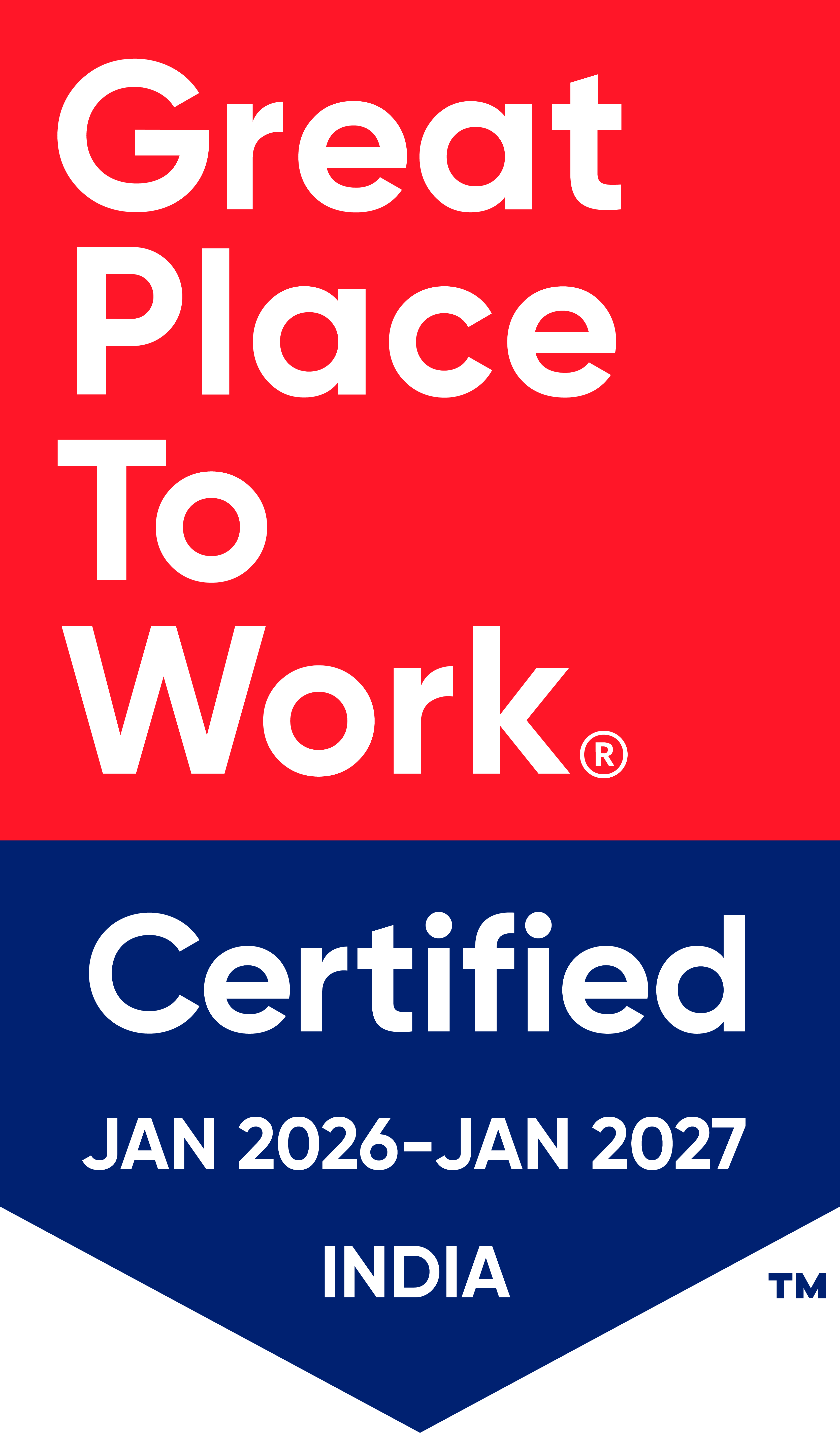 Great place to work. Certified January 2026 to January 2027 INDIA